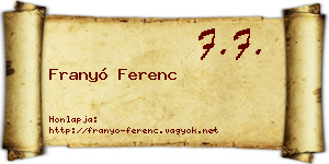 Franyó Ferenc névjegykártya