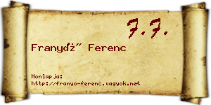 Franyó Ferenc névjegykártya